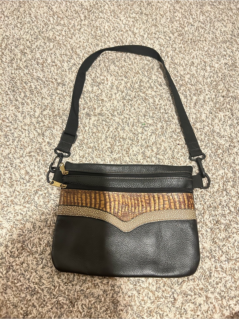 Black Faux Leather Crossbody Purse